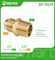 SP-70234 (Caja master 400)(MOQ 10 pzs=1 bolsa) Conexiones para gas Gas connectors