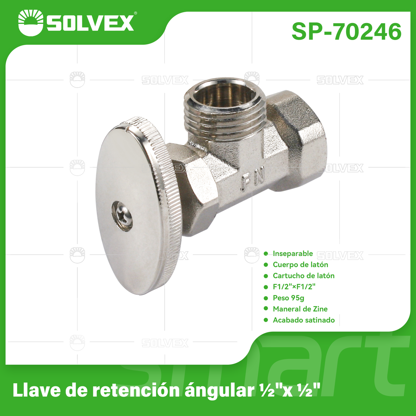 SP-70246 (Caja master 120)(MOQ 1pz=1bolsa) Llave de retención ángular ½"x ½"