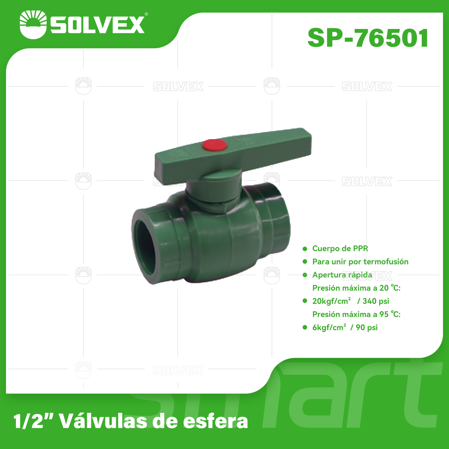 SP-76501-(Caja master 1 CTN=120 SKU)-(MOQ 20 SKU)-1/2”válvulas de esfera
Cuerpo de PPR