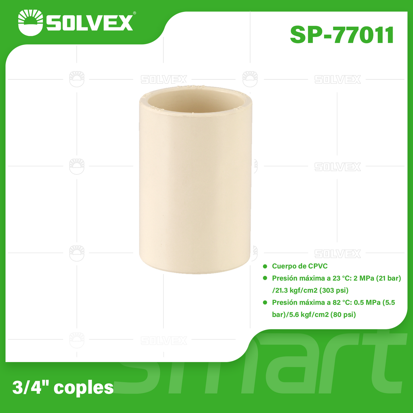 SP-77011-(Caja master 1 CTN=520 SKU)-(MOQ 20 SKU)-3/4" coples
Cuerpo de CPVC