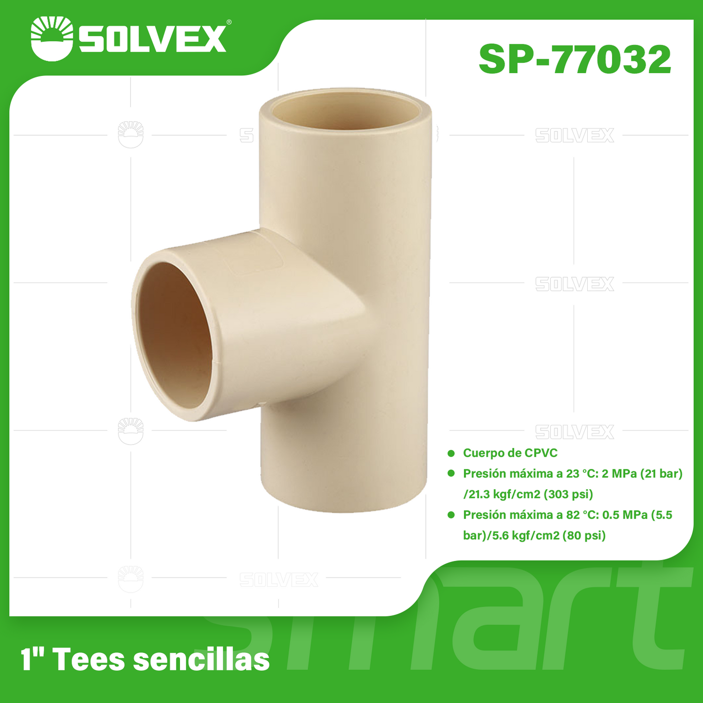 SP-77032-(Caja master 1 CTN=120 SKU)-(MOQ 20 SKU)-Tees sencillas 1"
Cuerpo de CPVC