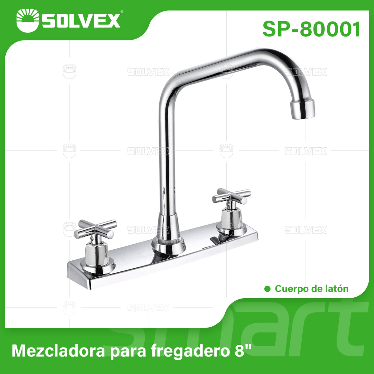 SP-80001-(Caja master 1 CTN=12 SKU)-(MOQ 1 SKU)-Mezcladora para fregadero 8"
Cuerpo de acero inoxidable 304