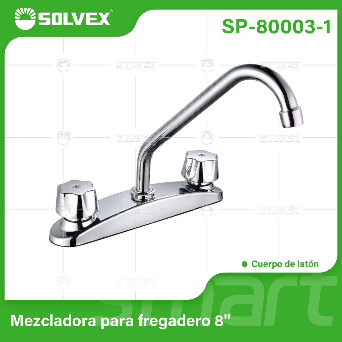 SP-80003-1-(Caja master 1 CTN=12 SKU)-(MOQ 1 SKU)-Mezcladora para fregadero 8"
Cuerpo de acero inoxidable 304