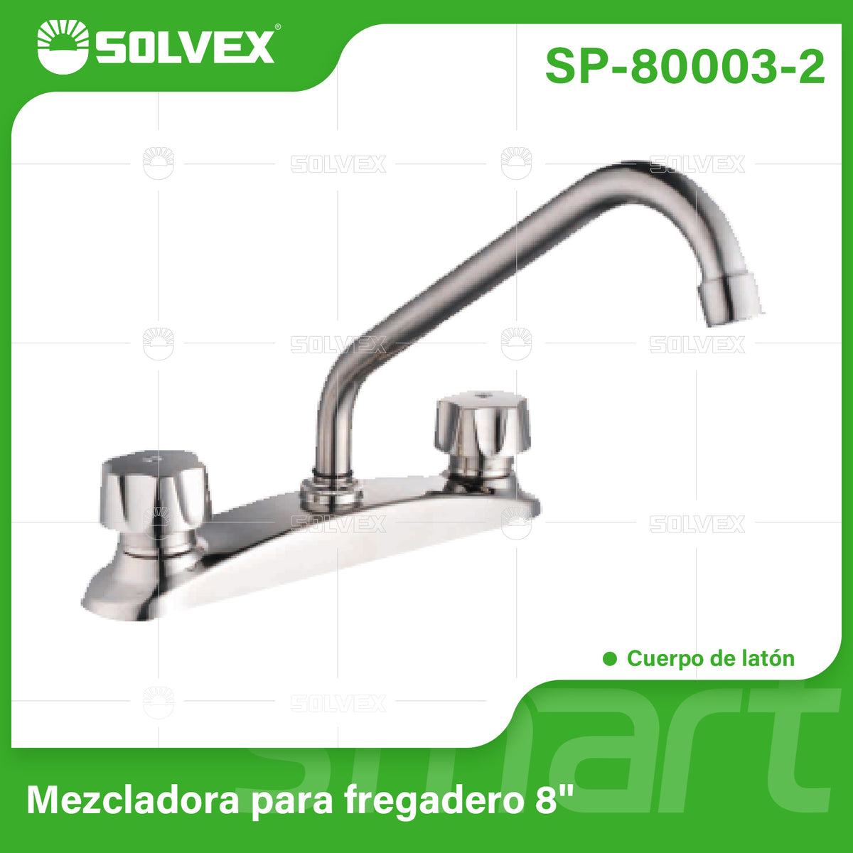 SP-80003-2-(Caja master 1 CTN=20 SKU)-(MOQ 1 SKU)-Mezcladora para fregadero 8"
Cuerpo de acero inoxidable 304