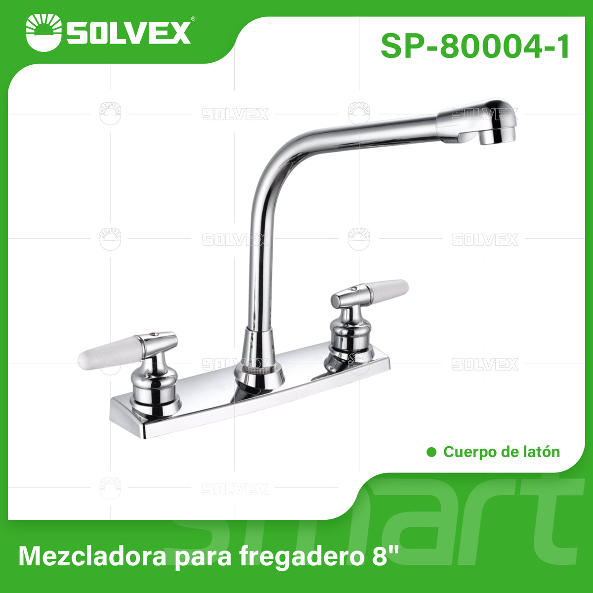 SP-80004-1-(Caja master 1 CTN=12 SKU)-(MOQ 1 SKU)-Mezcladora para fregadero 8"
Cuerpo de acero inoxidable 304