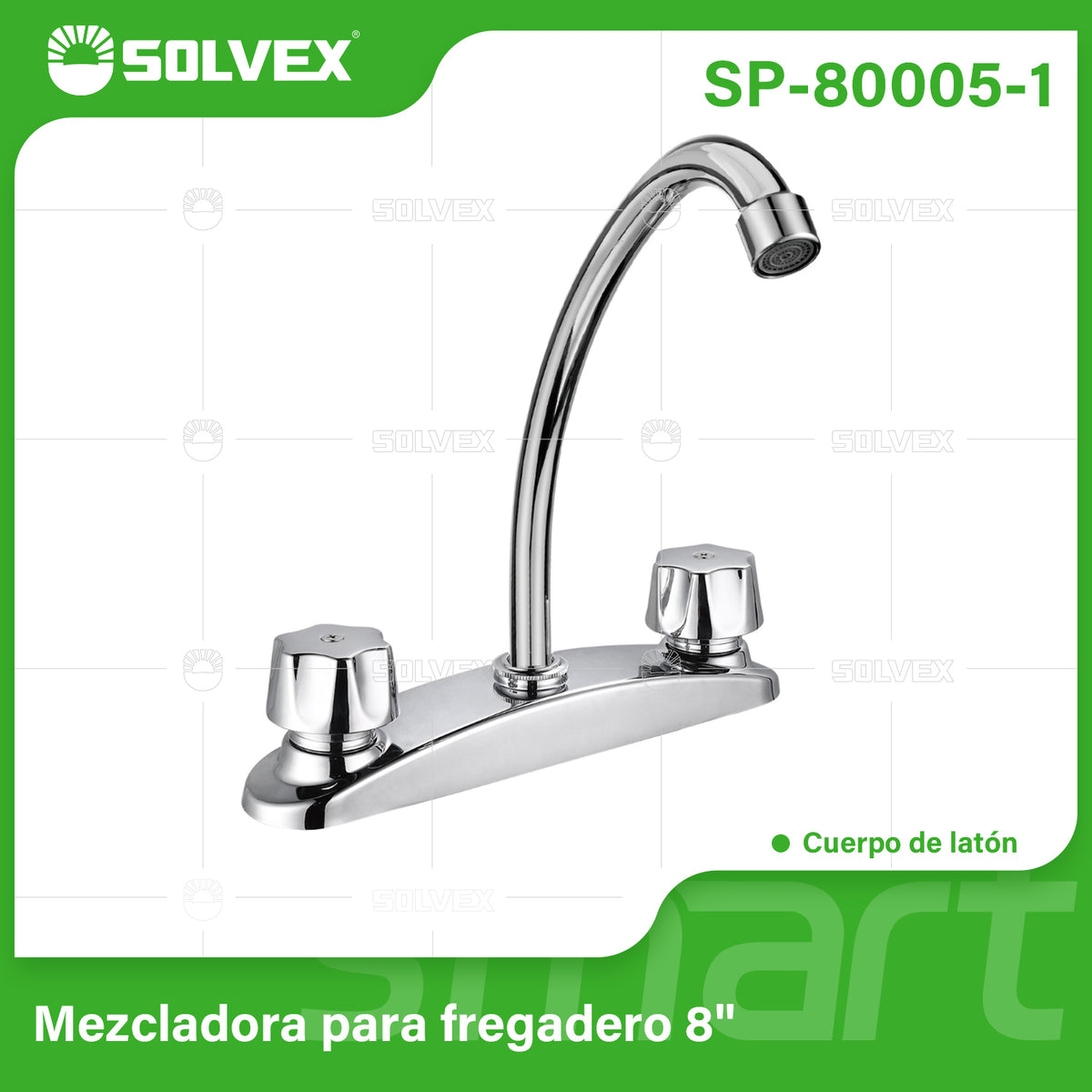 SP-80005-1-(Caja master 1 CTN=20 SKU)-(MOQ 1 SKU)-Mezcladora para fregadero 8"
Cuerpo de acero inoxidable 304