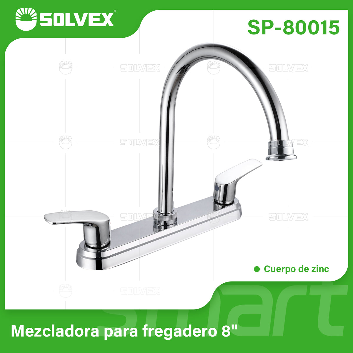 SP-80015-(Caja master 1 CTN=12 SKU)-(MOQ 1 SKU)-Mezcladora para fregadero 8"
Cuerpo de acero inoxidable cromado