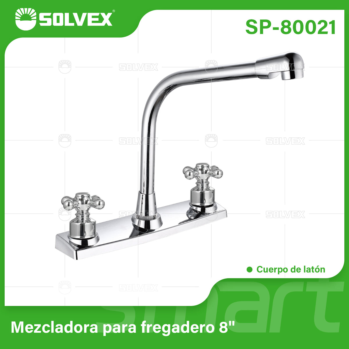 SP-80021-(Caja master 1 CTN=12 SKU)-(MOQ 1 SKU)-Mezcladora para fregadero 8"
Cuerpo de acero inoxidable 304
