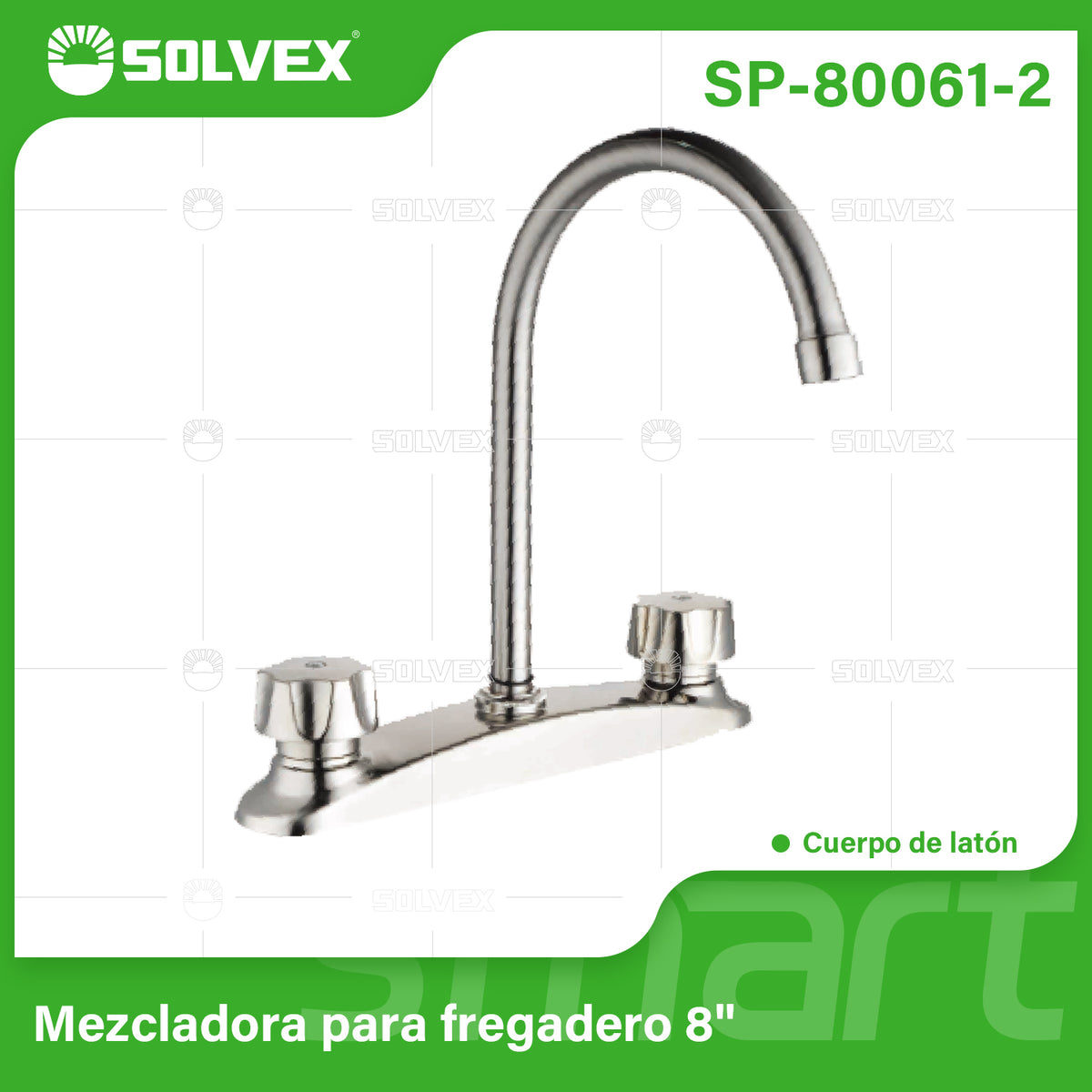 SP-80061-2-(Caja master 1 CTN=12 SKU)-(MOQ 1 SKU)-Mezcladora para fregadero 8"
Cuerpo de acero inoxidable 304