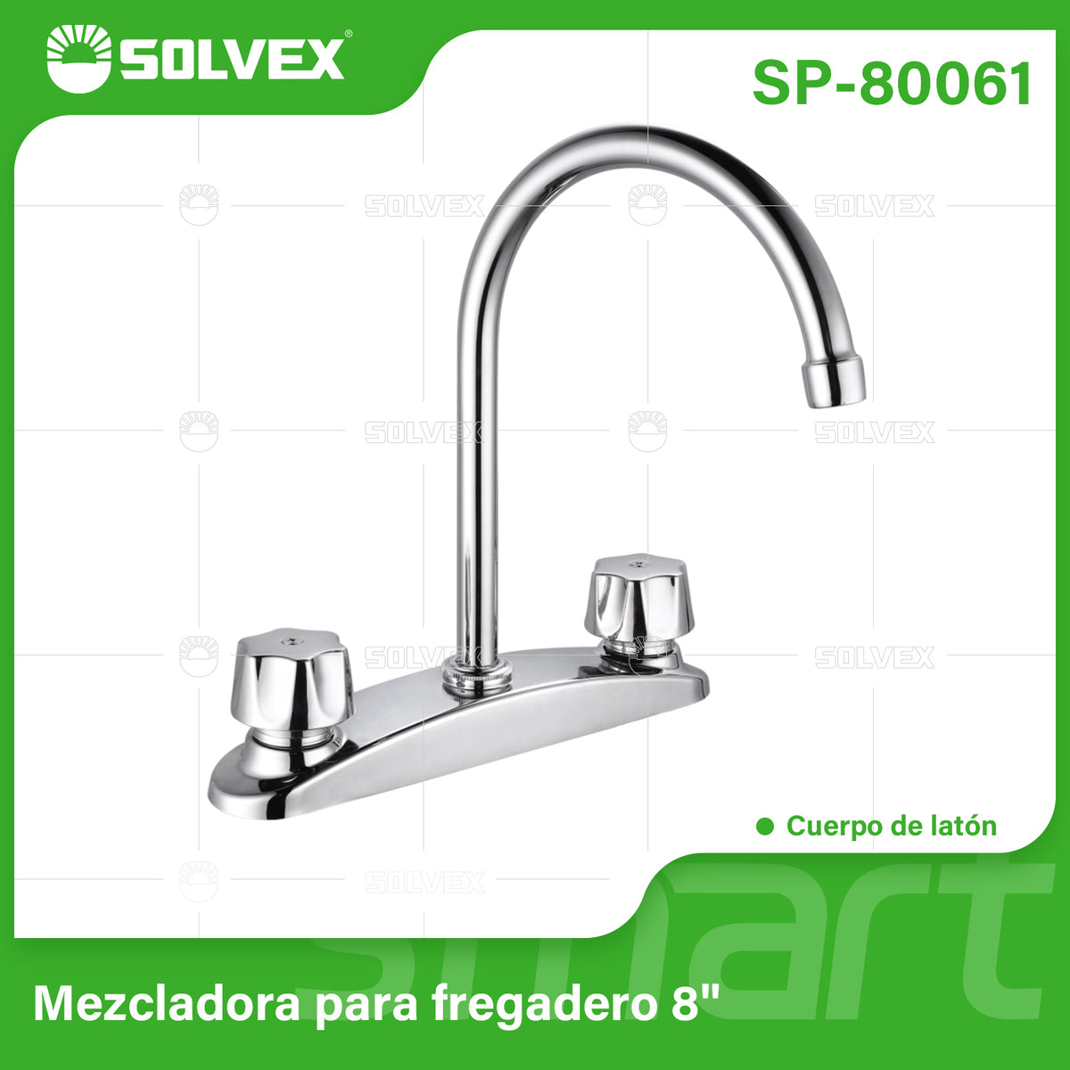 SP-80061-(Caja master 1 CTN=12 SKU)-(MOQ 1 SKU)-Mezcladora para fregadero 8"
Cuerpo de acero inoxidable 304