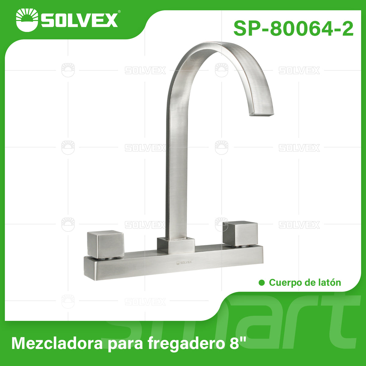 SP-80064-2-(Caja master 1 CTN=20 SKU)-(MOQ 1 SKU)-Mezcladora para fregadero 8"
Cuerpo de acero inoxidable 304