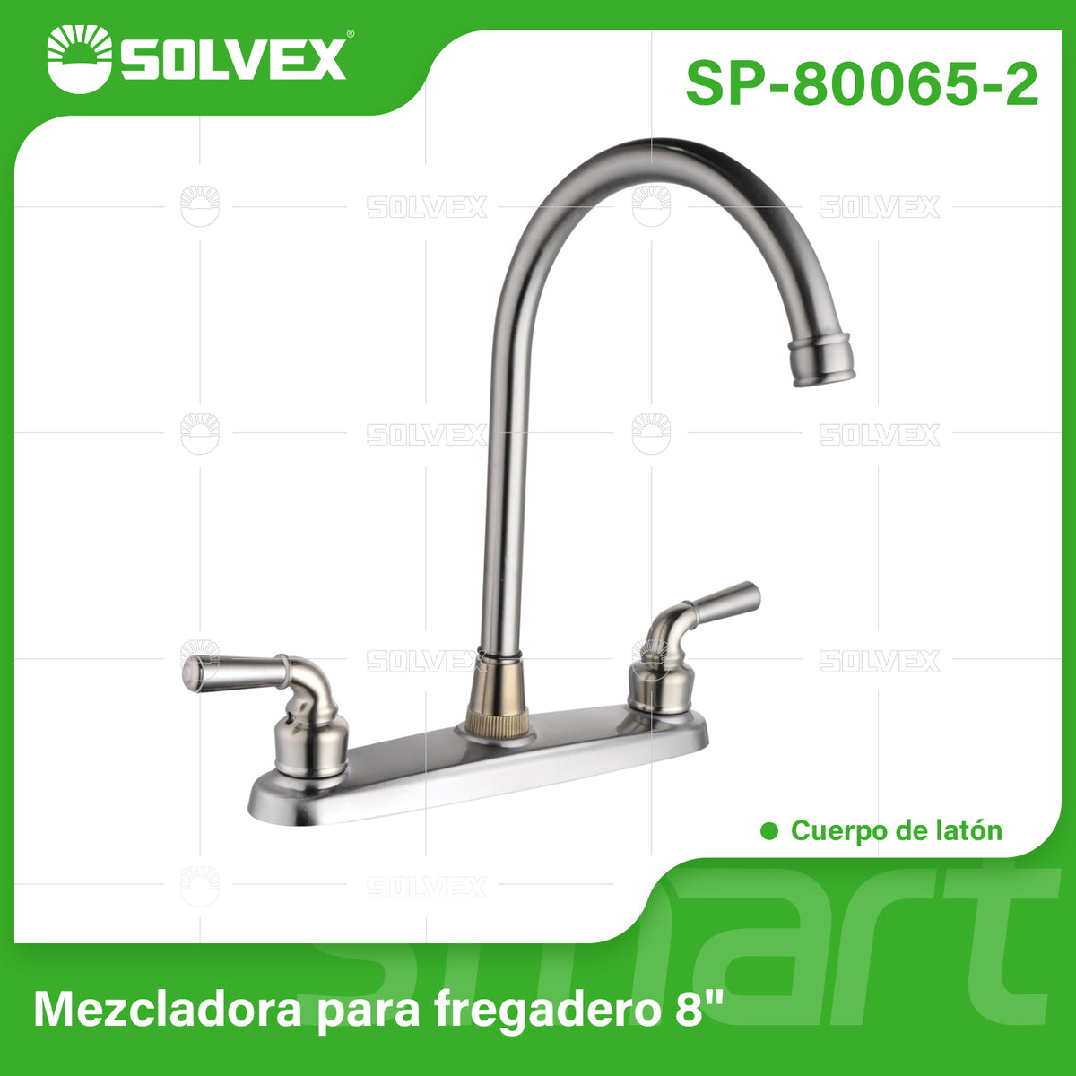 SP-80065-2-(Caja master 1 CTN=12 SKU)-(MOQ 1 SKU)-Mezcladora para fregadero 8"
Cuerpo de acero inoxidable 304