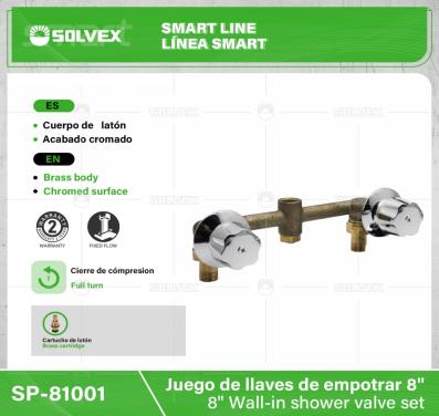 SP-81001-(Caja master 1 CTN=20 SKU)-(MOQ 1 SKU)-Juego de llaves de empotrar 8"
Cuerpo de latón