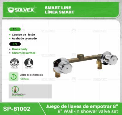 SP-81002-(Caja master 1 CTN=20 SKU)-(MOQ 1 SKU)-Juego de llaves de empotrar 8"
Cuerpo de latón
