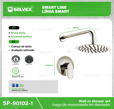 SP-90102-1-(Caja master 1 CTN=5 SKU)-(MOQ 1 SKU)-Juego de monomando sin desviador
Cuerpo de latón
