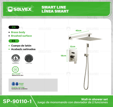 SP-90110-1-(Caja master 1 CTN=5 SKU)-(MOQ 1 SKU)-Juego de monomando con desviador de 2 funciones
Cuerpo de latón
