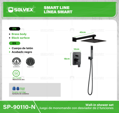 SP-90110-N-(Caja master 1 CTN=5 SKU)-(MOQ 1 SKU)-Juego de monomando con desviador de 2 funciones
Cuerpo de latón