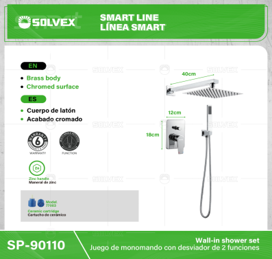 SP-90110-(Caja master 1 CTN=5 SKU)-(MOQ 1 SKU)-Juego de monomando con desviador de 2 funciones
Cuerpo de latón