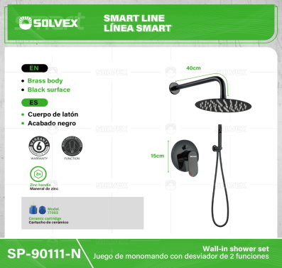 SP-90111-N-(Caja master 1 CTN=5 SKU)-(MOQ 1 SKU)-Juego de monomando con desviador de 2 funciones
Cuerpo de latón
