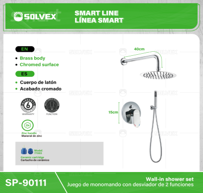 SP-90111-(Caja master 1 CTN=5 SKU)-(MOQ 1 SKU)-Juego de monomando con desviador de 2 funciones
Cuerpo de latón