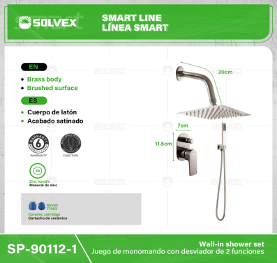 SP-90112-1-(Caja master 1 CTN=8 SKU)-(MOQ 1 SKU)-Juego de monomando con desviador de 2 funciones
Cuerpo de latón