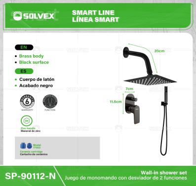 SP-90112-N-(Caja master 1 CTN=8 SKU)-(MOQ 1 SKU)-Juego de monomando con desviador de 2 funciones
Cuerpo de latón