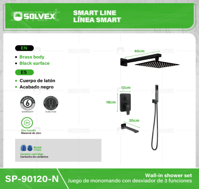 SP-90120-N-(Caja master 1 CTN=5 SKU)-(MOQ 1 SKU)-Juego de monomando con desviador de 3 funciones
Cuerpo de latón