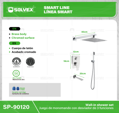SP-90120-(Caja master 1 CTN=5 SKU)-(MOQ 1 SKU)-Juego de monomando con desviador de 3 funciones
Cuerpo de latón