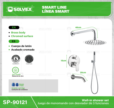 SP-90121-(Caja master 1 CTN=5 SKU)-(MOQ 1 SKU)-Juego de monomando con desviador de 3 funciones
Cuerpo de latón