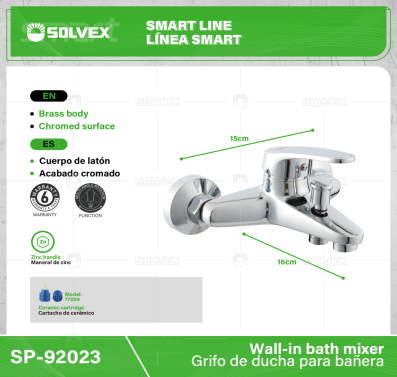 SP-92023-(Caja master 1 CTN=12 SKU)-(MOQ 1 SKU)-Grifo de ducha para bañera
Cuerpo de latón