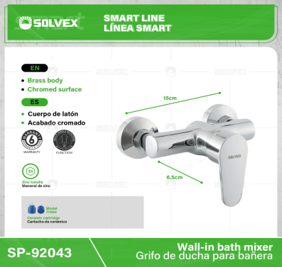 SP-92043-(Caja master 1 CTN=12 SKU)-(MOQ 1 SKU)-Grifo de ducha para bañera
Cuerpo de latón
