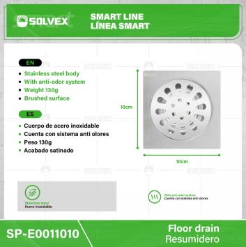 SP-E0011010-(Caja master 1 CTN=100 SKU)-(MOQ 1 SKU)-Resumidero
Cuerpo de acero inoxidable