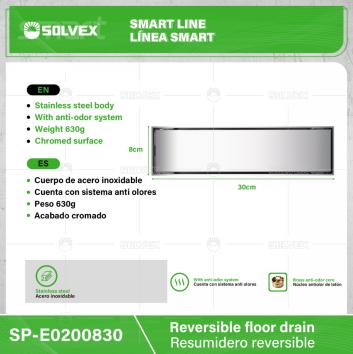 SP-E0200830-(Caja master 1 CTN=20 SKU)-(MOQ 1 SKU)-Resumidero reversible
Cuerpo de acero inoxidable