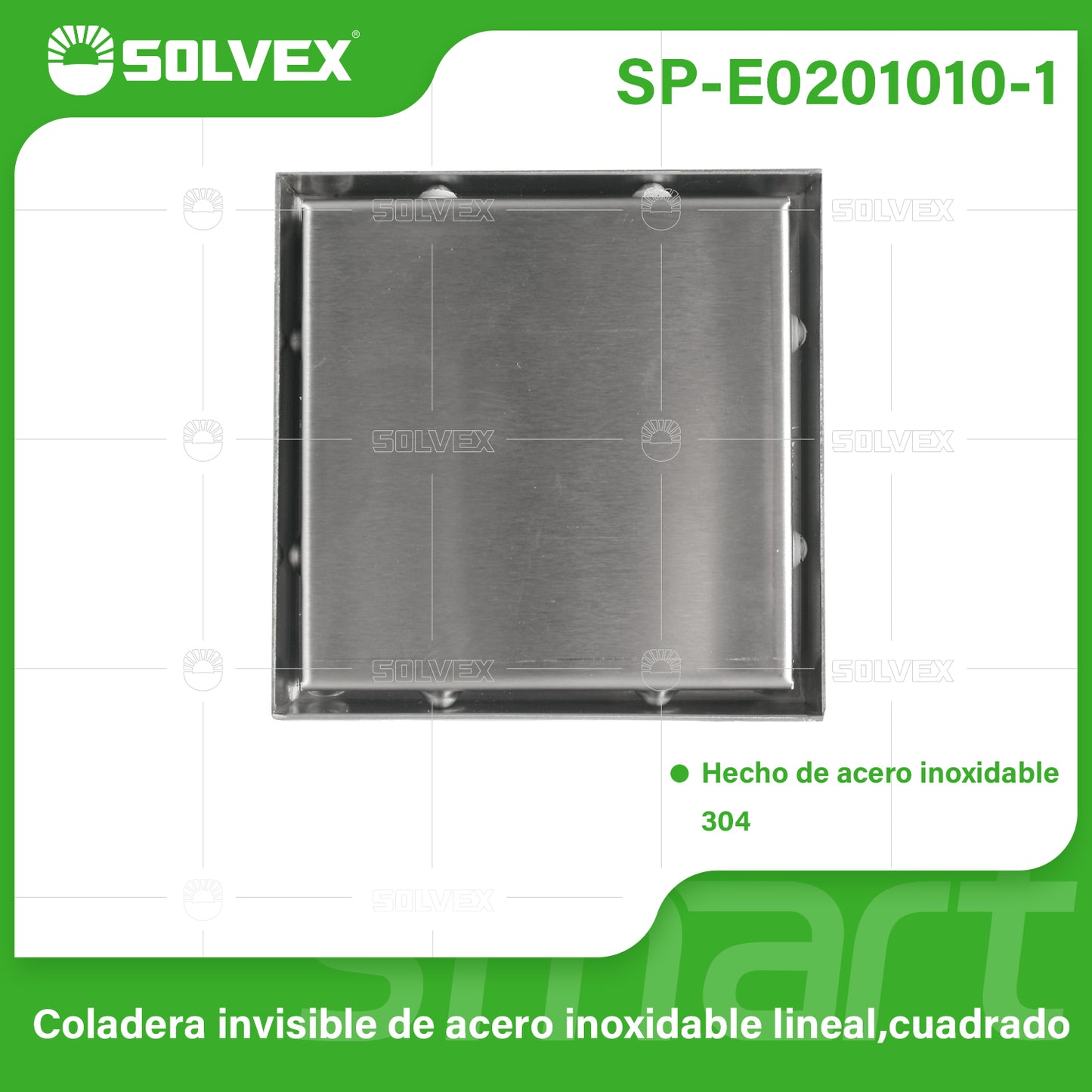 SP-E0201010-1 (Caja master 50)(MOQ 1pz=1caja) Coladera invisible de acero inoxidable lineal,cuadrado