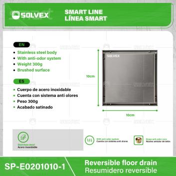 SP-E0201010-1-(Caja master 1 CTN=50 SKU)-(MOQ 1 SKU)-Resumidero reversible
Cuerpo de acero inoxidable