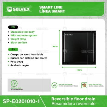 SP-E0201010-N-(Caja master 1 CTN=50 SKU)-(MOQ 1 SKU)-Resumidero reversible
Cuerpo de acero inoxidable