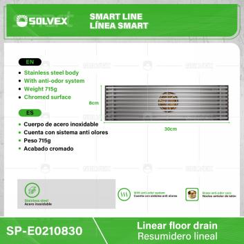 SP-E0210830-(Caja master 1 CTN=20 SKU)-(MOQ 1 SKU)-Resumidero lineal
Cuerpo de acero inoxidable