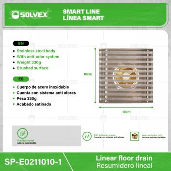 SP-E0211010-1-(Caja master 1 CTN=50 SKU)-(MOQ 1 SKU)-Resumidero lineal
Cuerpo de acero inoxidable
