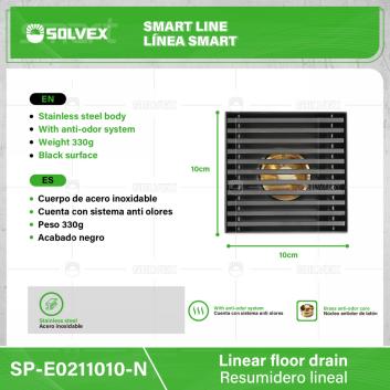 SP-E0211010-N-(Caja master 1 CTN=50 SKU)-(MOQ 1 SKU)-Resumidero lineal
Cuerpo de acero inoxidable