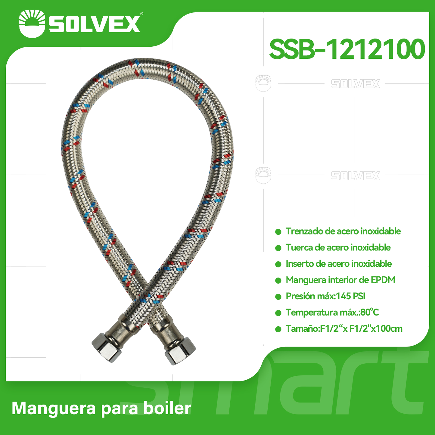 SSB-1212100 (Caja master 30)(MOQ 1 pz=1 etiqueta) Manguera para boiler