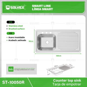 ST-10050R-(Caja master 1 CTN=5 SKU)-(MOQ 5 SKU)-Tarja de empotrar
Acero inoxidable