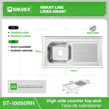 ST-10050RH-(Caja master 1 CTN=5 SKU)-(MOQ 5 SKU)-Tarja de sobreponer
Acero inoxidable