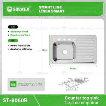 ST-8050R-(Caja master 1 CTN=5 SKU)-(MOQ 5 SKU)-Tarja de empotrar
Acero inoxidable
