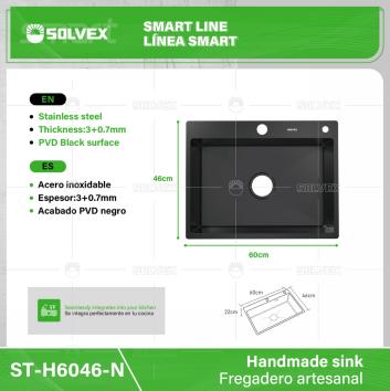 ST-H6046-N-(Caja master 1 CTN=1 SKU)-(MOQ 1 SKU)-Fregadero artesanal
Acero inoxidable