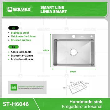 ST-H6046-(Caja master 1 CTN=1 SKU)-(MOQ 1 SKU)-Fregadero artesanal
Acero inoxidable