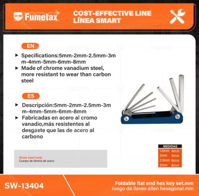 SW-13404-(Caja master 1 CTN=48 SKU)-(MOQ 12 SKU)-Fabricadas en acero al cromo vanadio,más resistentes al desgaste que las de acero al carbono
Acabado satinado,más resistente a la corrosió