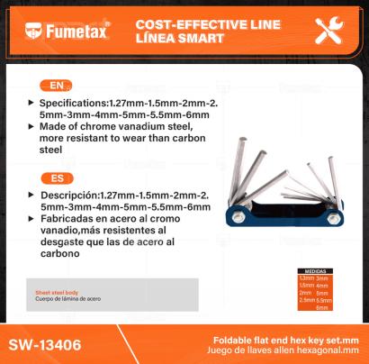 SW-13406-(Caja master 1 CTN=48 SKU)-(MOQ 12 SKU)-Fabricadas en acero al cromo vanadio,más resistentes al desgaste que las de acero al carbono
Acabado satinado,más resistente a la corrosió