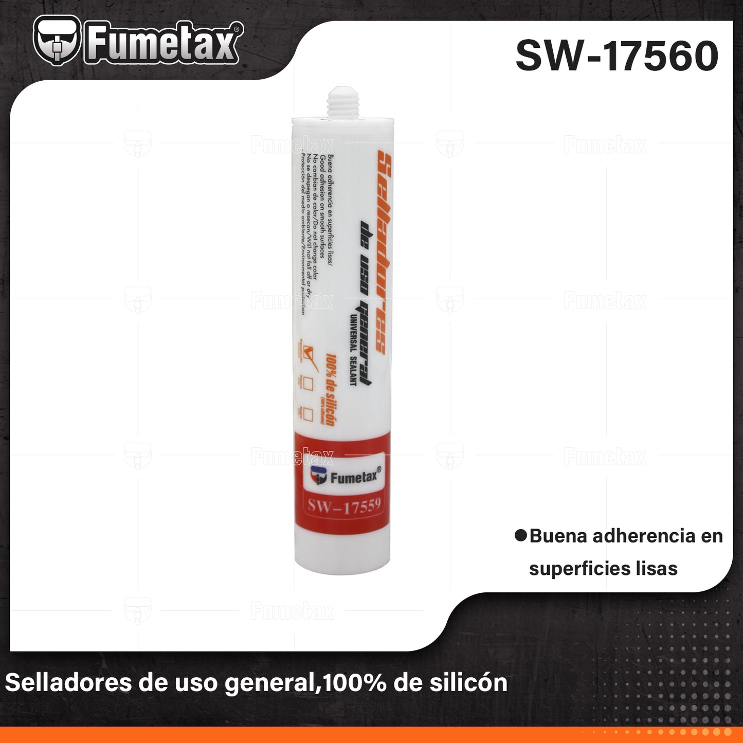 SW-17560-(Caja master 1 CTN=24 SKU)-(MOQ 1 SKU)-Selladores de uso general,100% de silicón
No cambia de color