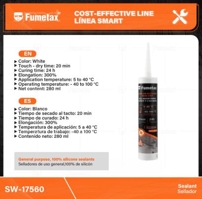 SW-17560-(Caja master 1 CTN=24 SKU)-(MOQ 1 SKU)-Selladores de uso general,100% de silicón
No cambia de color