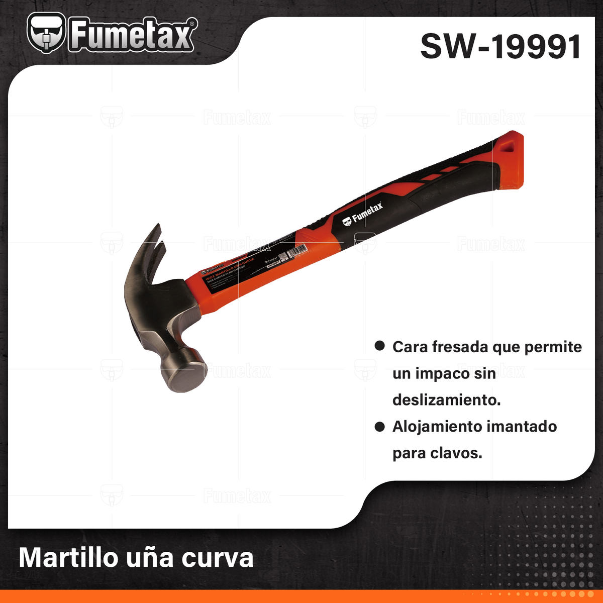 SW-19991-(Caja master 1 CTN=24 SKU)-(MOQ 1 SKU)-Martillo uña recta
Cabeza de acero con acabado pulido